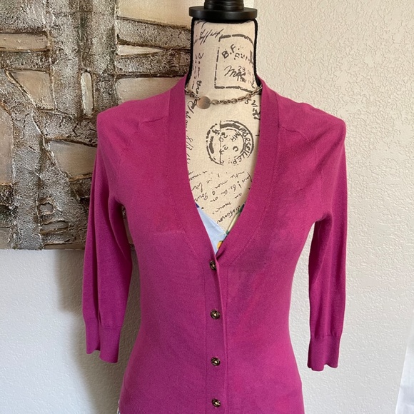 Trina Turk Rasberry Cardigan P/Small - Picture 8 of 9
